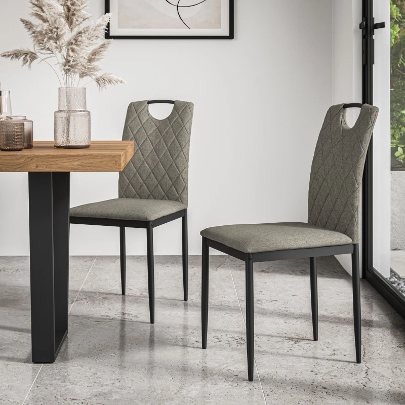 Image of More4Homes Set Of 4 Monza Fabric Dining Chair Modern Padded Seat Metal Legs Kitchen (Grey)