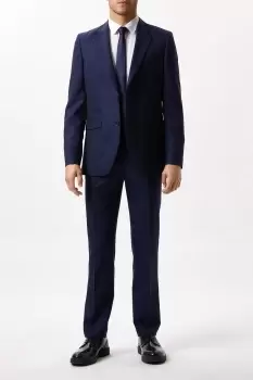 image of Mens Slim Fit Plain Blue Wool Suit Jacket