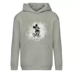 Image of Disney Girls Pose Mickey Mouse Glitter Pullover Hoodie (9-10 Years) (Grey Heather)