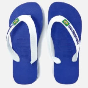 Image of Havaianas Kids Brasil Logo Flip Flops - Marine Blue - EU 27-28/UK 10-11 Kids - Blue