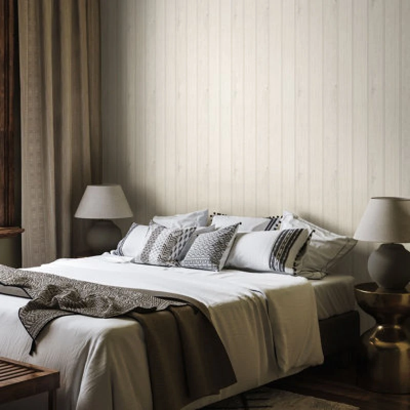 Image of Hoopla Walls Tongue And Groove- Washed White (10M Wallpaper)