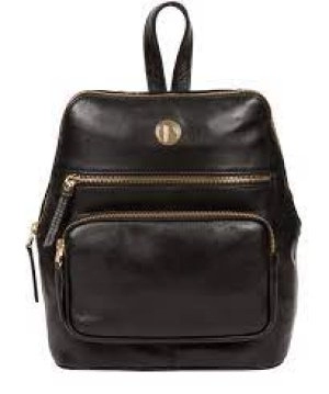 image of Pure Luxuries London Jet Black 'Verbena' Leather Backpack Bags