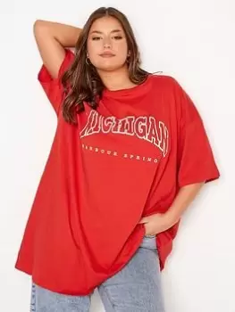 Image of Yours Oversized 'la' Tunic. Tomato Red, Red, Size 16, Women