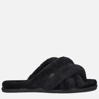 Image of UGG Womens Scuffita Sheepskin Slide Slippers - Black - UK 8