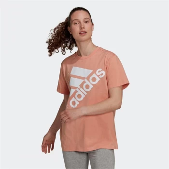 Image of adidas Brand Love Slanted Logo Boyfriend T-Shirt Womens - Ambient Blush / White
