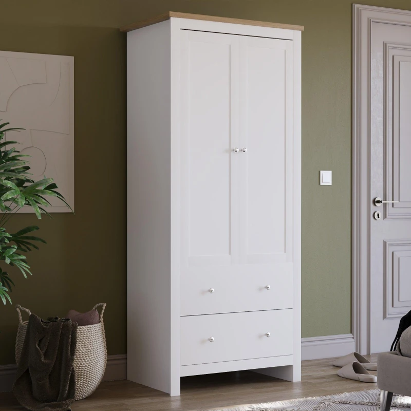 Image of Lassic Vida Designs Arlington 2 Door 2 Drawer Wardrobe White unisex One Size