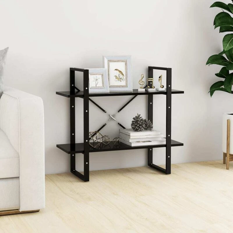 Image of VIDAXL Vidaxl - 2-Tier Book Cabinet Black 80x30x70cm Engineered Wood 8720286567388