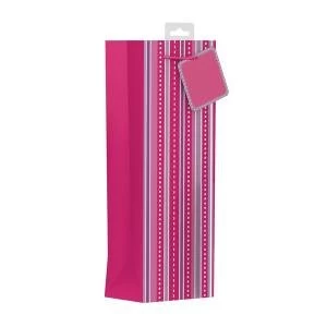 Image of Giftmaker Vertical Stripe Bottle Bag Pink Pack of 6 FCSB