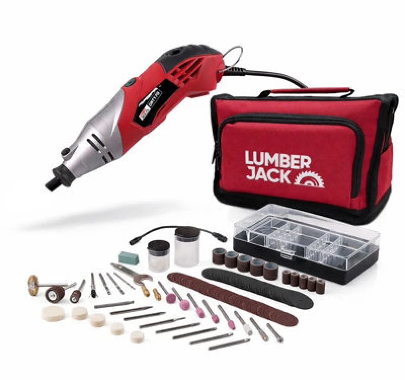 Image of Lumberjack Oscillating Hobby Rotary Multi Tool with 120pc Accessory Set Red Red unisex