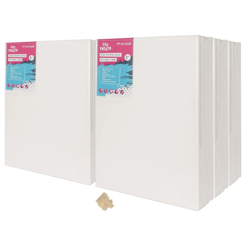 Image of Fax Potato Stretched Canvas with Wooden Wedges - 12" x 16" - Pack of 60 in White White Unisex