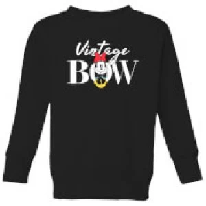 Image of Disney Minnie Mouse Vintage Bow Kids Sweatshirt - Black - 11-12 Years