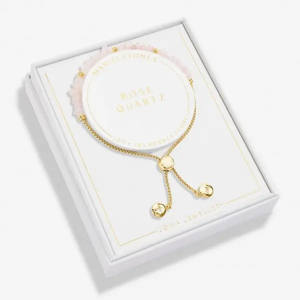 Image of Mainfestones Rose Quartz Gold Plated 24.5cm Stretch Bracelet 6891