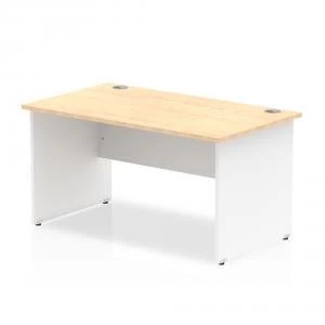 image of Trexus Desk Rectangle Panel End 1400x800mm Maple Top White Panels Ref