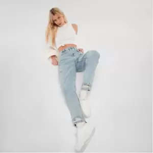 Missguided Premium Distressed Baggy Mom Jeans - Blue