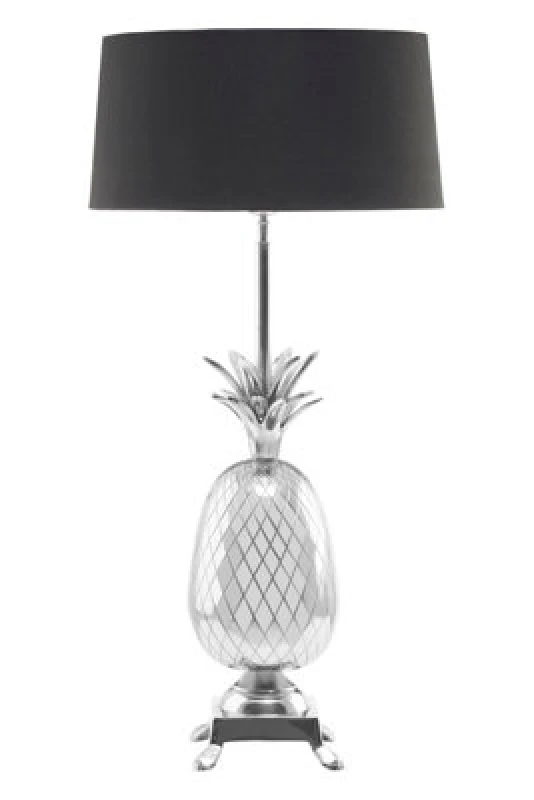 Image of Orsina Nickel Finish Pineapple Table Lamp, Textured Metallic Base With Tropical Detail, Lamp For Living Room