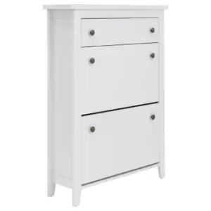 image of Deluxe Two Tier Shoe Cabinet White