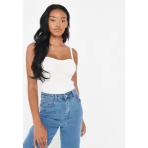 Image of Missguided Strappy Sweetheart Neck Bodysuit - White