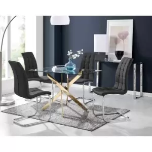 Image of Furniture Box Leonardo 4 Gold Dining Table and 4 Black Murano Chairs
