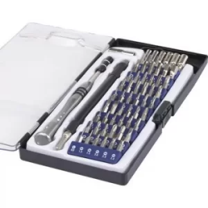 image of Basetech 1430586 Bit set 58 Piece Slot, Phillips, Star, Star TH, Allen, Square socket, TA socket, Tri-Wing, Hex head, Pentalobular, JIS