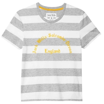 image of Jack Wills Peckson Graphic Stripe T Shirt - Grey