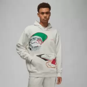 Image of Jordan M J Flight Artst Fleece Hoody, Oatmeal Heather/Sail/University Red, Male, Hoodies, DV1593-141
