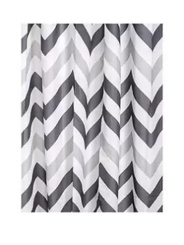 Image of Croydex 2 Tone Grey Chevron Shower Curtain
