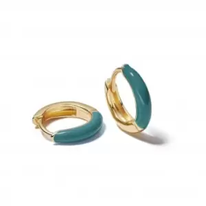 image of Teal Huggie Hoop 18ct Gold Plated Earrings EE06_GP