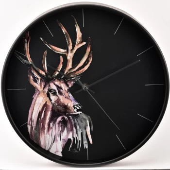 image of Hometime Round Wall Clock 30cm - Stag