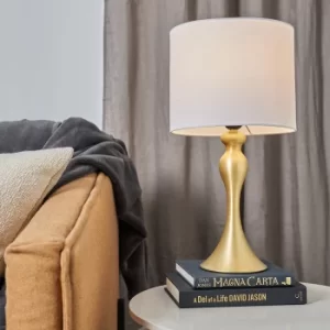 image of Faulkner Matt Gold Table Lamp with White Reni Shade