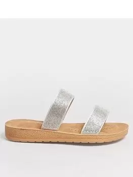 Image of Yours Extra Wide Fit Bling Mule Comfort Sandal Silver, Size 10Eee, Women