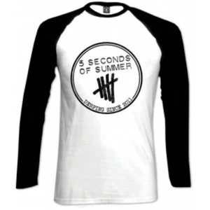 Image of 5 Seconds Of Summer Derping Stamp Raglan White Blk: X Large