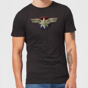 Image of Captain Marvel Chest Emblem Mens T-Shirt - Black