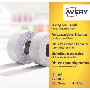 image of Avery 12 x 26mm Labels For Labelling Gun 1 line Removable White 10 Rolls of 1500