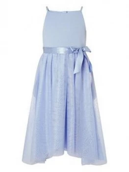 Monsoon Girls Foil Print Sleeveless Dress - Pale Blue Size 3 Years, Women