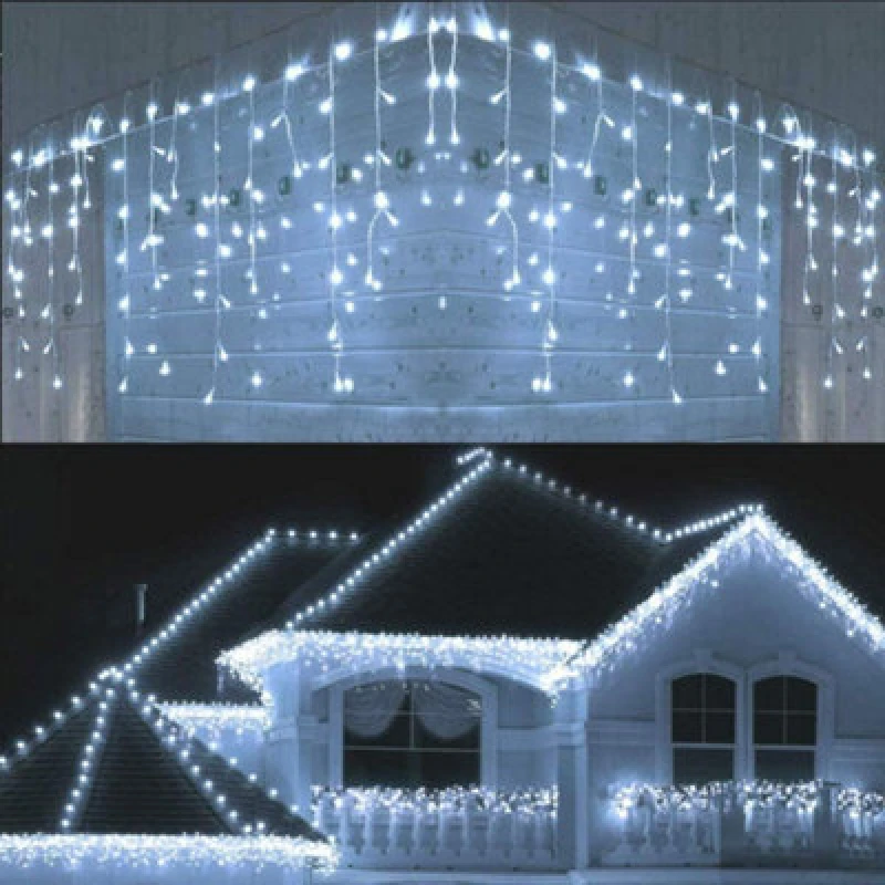 Image of Shatchi 240 LED Icicle Lights 5M - 8 Modes, Cool White Outdoor Christmas Lights