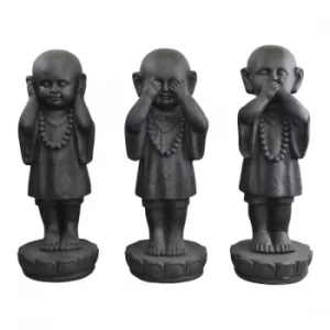 Image of Set Of 3 Stone Effect See No Evil, Hear No Evil, Speak No Evil Monks