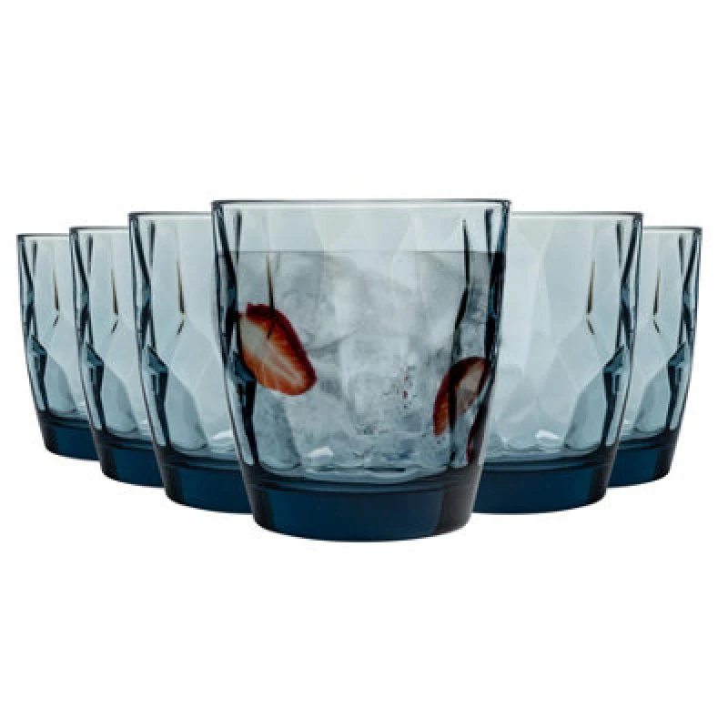 Image of Bormioli Rocco Diamond Water Glasses - 300ml - Pack of 6 Blue