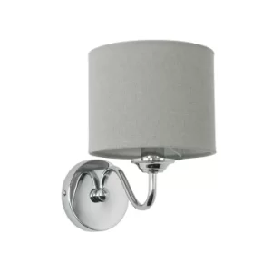 image of Rocha Single Chrome Wall Light with Grey Shade