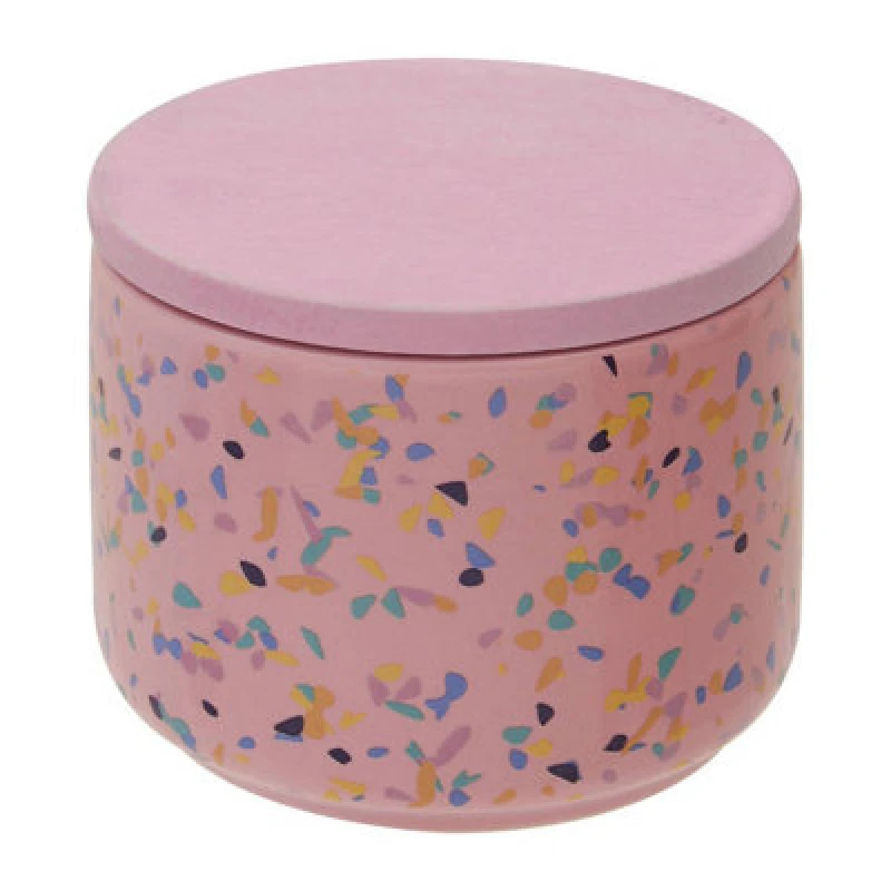 Image of Premier Housewares Interiors by Premier Yuki Small Pink Terrazzo Storage Canister Pink