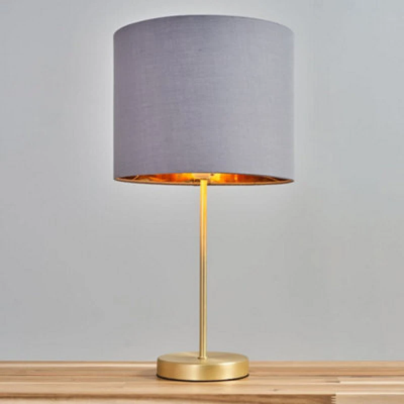 Image of ValueLights Charlie Gold Table Lamp Small Grey Gold Shade Gold unisex