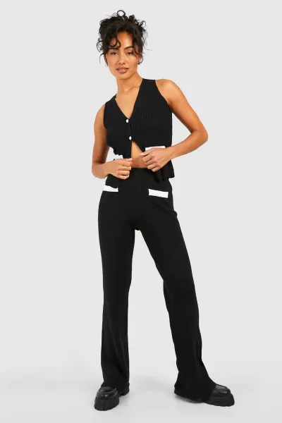Image of Fine Gauge Knitted Wide Leg Trousers