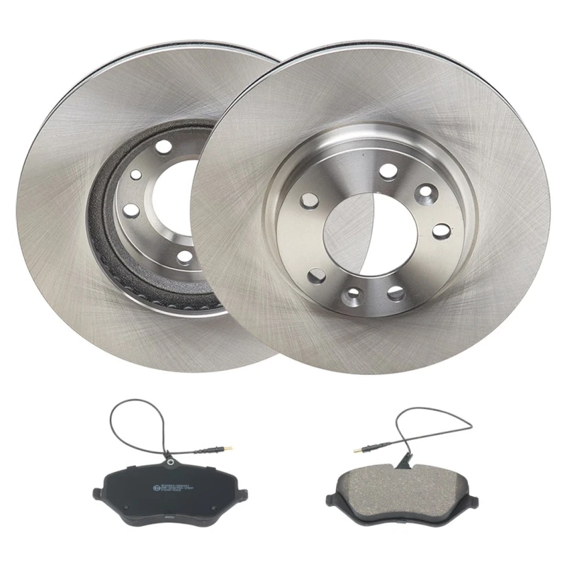 Image of RIDEX 3405B2621 Brake disc and pads set Front Axle, Brake Disc Type: internally vented, incl. wear warning contact Brake Set,disc brakes (3405)