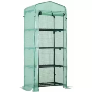 image of 4-Tier Mini Portable Greenhouse Plants Flowers Vegetables Growing w/ Cover - Outsunny