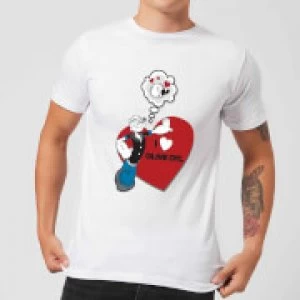 Image of Popeye I Love Olive Oyl Mens T-Shirt - White - 3XL