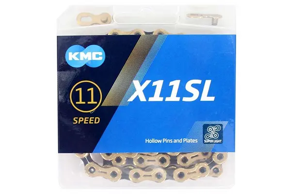 Image of KMC X11SL Ti-N Gold/Black 11 Speed Chain 118L