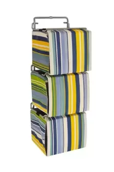 image of Stripe' 3 Wall Mounted Fabric Storage Boxes For Cd Toys Toiletries Blue Green