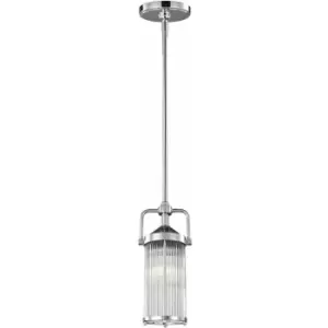 Image of IP44 Ceiling Pendant Light Secure Glass Tube Shades in Rows Chrome LED G9 3.5W