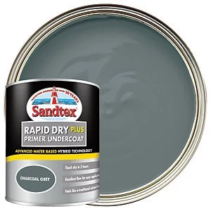 Image of Sandtex Rapid Dry Plus Primer Undercoat Paint - Charcoal 750ml