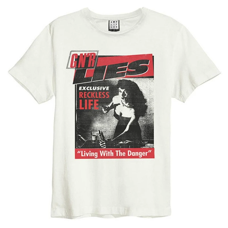 Image of Amplified Amplified Men Lies Guns N Roses T-Shirt in White Size: 3X-Large White XXXL Male 5063806648635