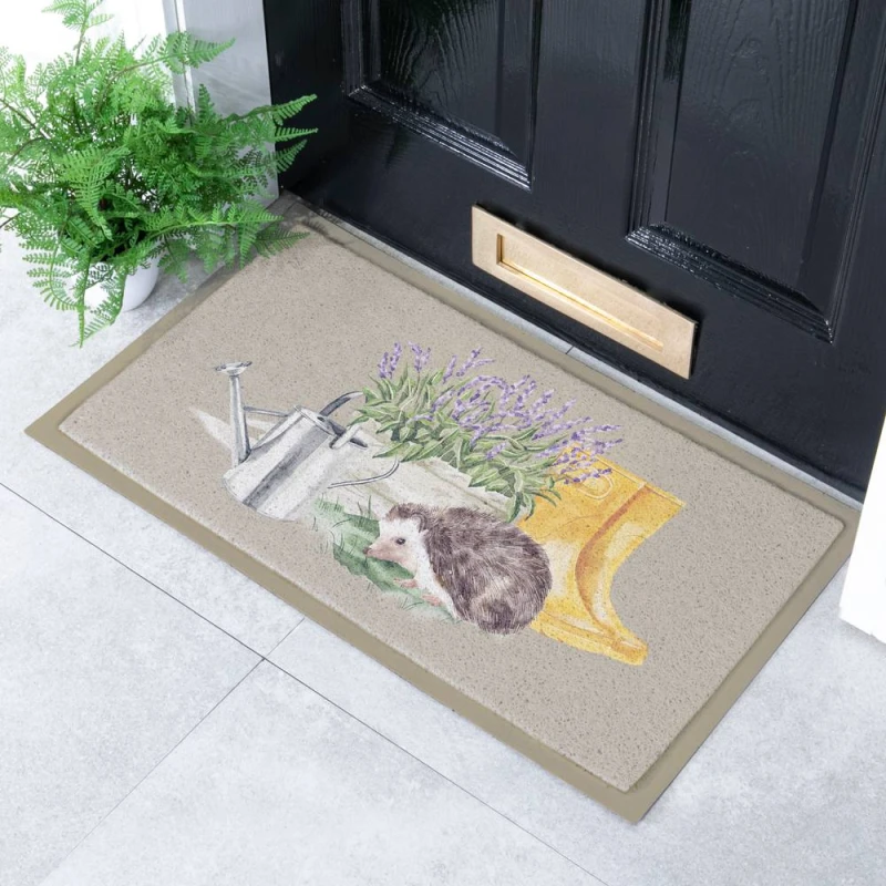 Image of Artsy Mats Hedgehog Lavender Doormat in Beige Size: 40cm x 70cm Beige Unisex 40cm x 70 cm